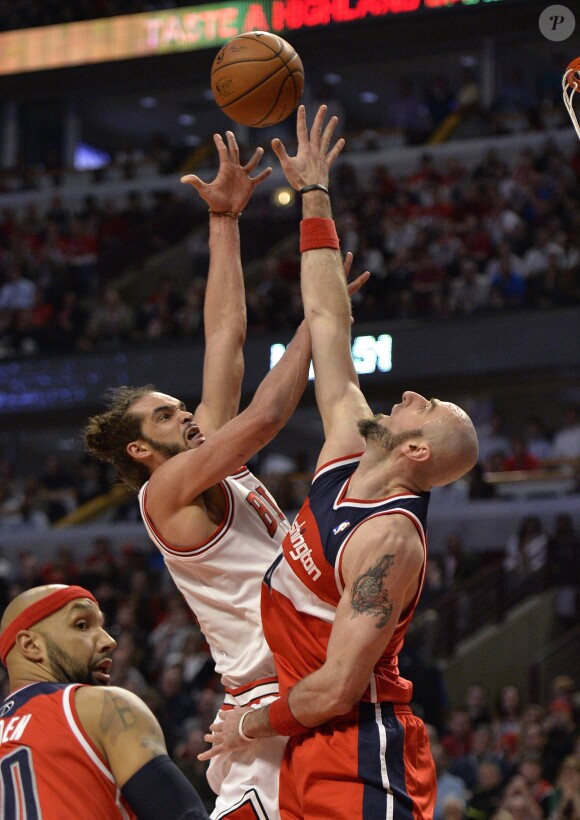 Joakim Noah lors de Chicago Bulls contre Washington Wizards à Chicago, le 22 avril 2014. 