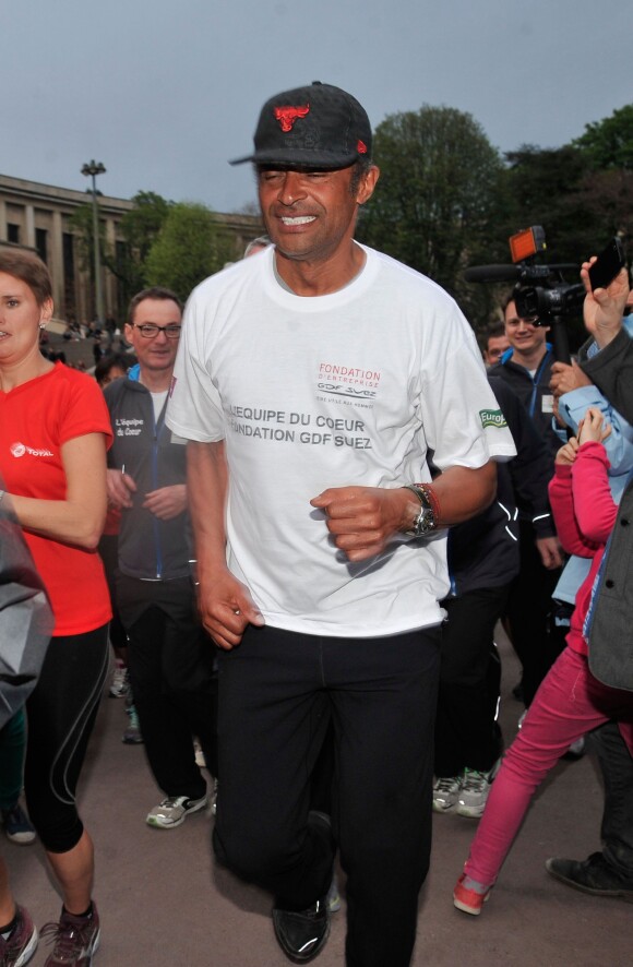 Yannick Noah - Départ de la 28e Course Du Coeur pour soutenir le don d'organes au Trocadero à Paris, le 2 avril 2014.