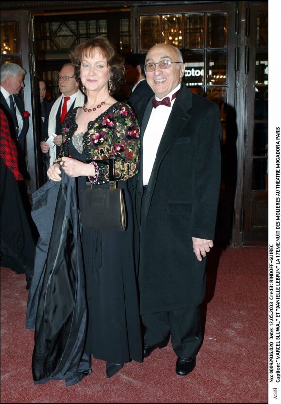 Marcel Bluwal et Danièle Lebrun lors de la cérémonie des Molières à Paris le 12 mai 2003