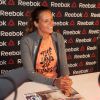 Laure Manaudou en séance de dédicaces dans un magasin Intersport à Paris le 23 avril 2014 pour son sponsor Reebok. 