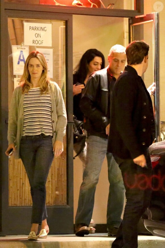 Exclusive - George Clooney et Amal Alamuddin ont dîné avec le couple John Krasinski et Emily Blunt à Los Angeles le 27 mars 2014