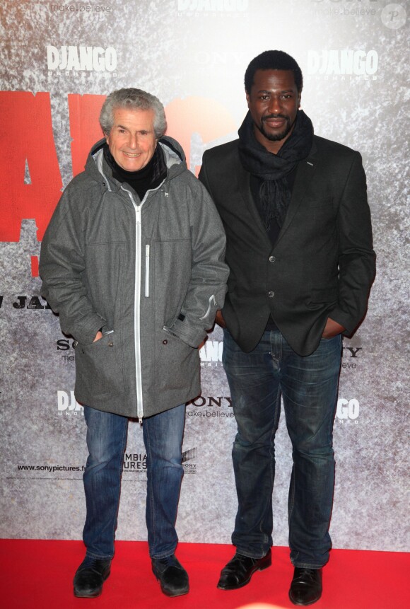 Claude Lelouch et Jacky Ido à la première de "Django Unchained" au Grand Rex à Paris, le 7 janvier 2013.