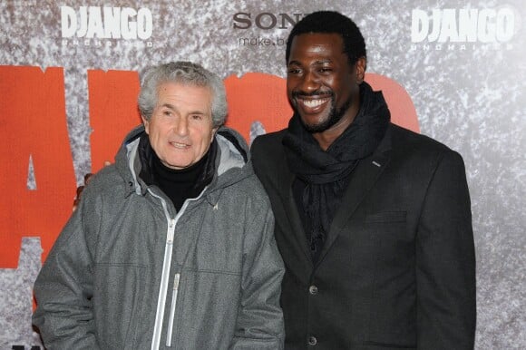 Claude Lelouch et Jacky Ido assistent à la première de "Django Unchained" au Grand Rex à Paris, le 7 janvier 2013.