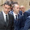 Andrés Iniesta aux obsèques de Tito Vilanova l'ex-entraîneur du Barça à Barcelone en Espagne le 28 avril 2014.