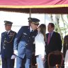 Felipe d'Espagne, sa femme la princesse Letizia et leurs deux filles Sofia et Leonor, lors du 25e anniversaire d'obtention de diplome de la 41e promotion du prince, sur la base aérienne de San Javier, le 2 mai 2014.