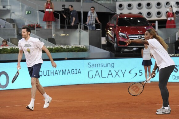 Rudy Fernetez et Serena Williams lors du gala de charité organisé par Rafael Nadal et Iker Casillas à Madrid en Espagne le 2 mai 2014 avant le Master de Madrid