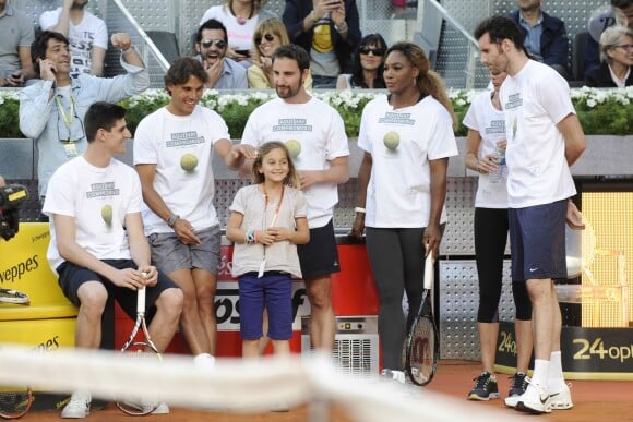 Rafael Nadal, Dani Rovira, Serena Williams et Rudy Fernetez lors du gala de charité organisé par Rafael Nadal et Iker Casillas à Madrid en Espagne le 2 mai 2014 avant le Master de Madrid