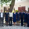 Valérie Trierweiler s'est rendue à l'école Molière Chandler de Jacmel en Haïti, le 8 mai 2014, dans le cadre de son voyage avec le Secours Populaire