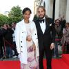 Zoe Saldana et son mari Marco Perego arrivent à la soirée "Global Gift Gala 2014" à l'hôtel Four Seasons George V à Paris, le 12 mai 2014.