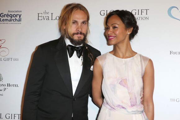 Zoe Saldana et son mari Marco Perego - Soirée "Global Gift Gala 2014" à l'hôtel Four Seasons George V à Paris, le 12 mai 2014.