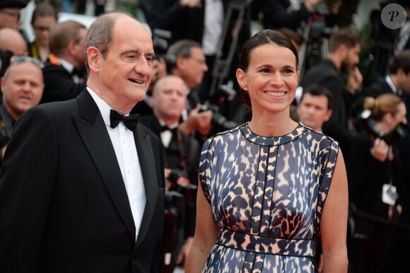 Pierre Lescure et Aurélie Filippetti lors de la montée des marches de la cérémonie d'ouverture au Festival de Cannes, le 14 mai 2014