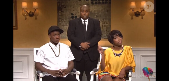 Maya Rudolph et les comédiens du Saturday Night Live parodient la bagarre entre Solange (la soeur de Beyoncé) et Jay Z, le 17 mai 2014.