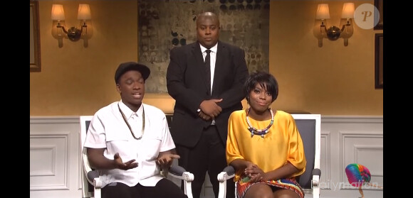 Maya Rudolph et les comédiens du Saturday Night Live parodient la baston entre Solange et Jay Z, le 17 mai 2014.