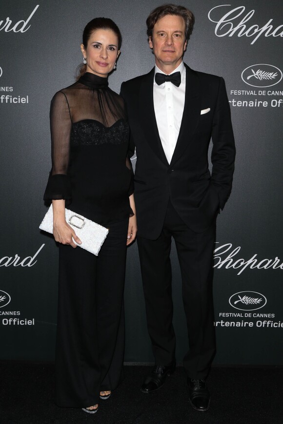 Colin Firth et sa femme Livia lors de la soirée Chopard organisée à l'aérodrome de Cannes-Mandelieu le 19 mai 2014