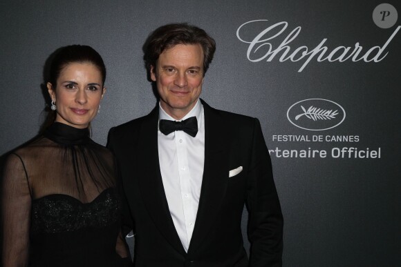Colin Firth et sa femme Livia lors de la soirée Chopard organisée à l'aérodrome de Cannes-Mandelieu le 19 mai 2014