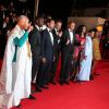 Abderrahmane Sissako et l'équipe du film du film "Timbuktu" lors du 67e Festival du film de Cannes le 15 mai 2014.