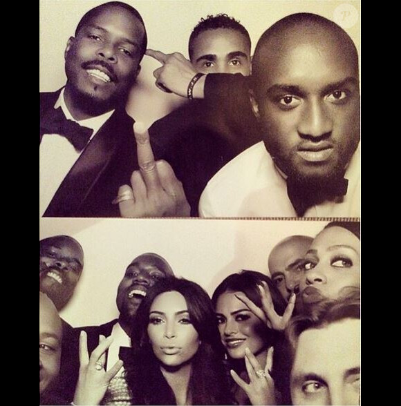 (En haut) Tracey Mills, Jerry Lorenzo et Virgil Abloh, (en bas) Kanye West, Kim Kardashian, La La Anthony et Jonathan Cheban à Florence, le 24 mai 2014.
