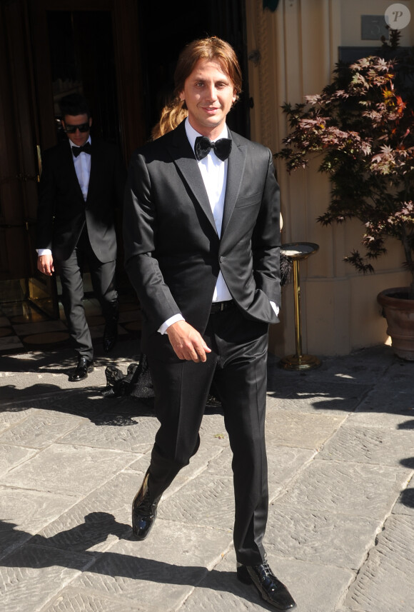 Jonathan Cheban quitte l'hôtel Westin Excelsior pour se rendre au Forte di Belvedere. Florence, le 24 mai 2014.