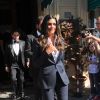 Rachel Roy quitte l'hôtel Westin Excelsior pour se rendre au Forte di Belvedere. Florence, le 24 mai 2014.