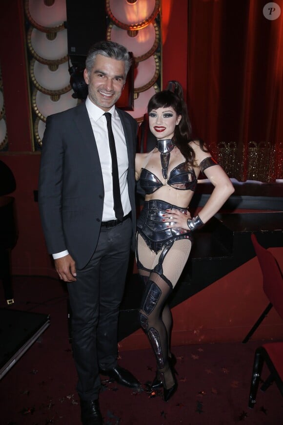 François Vincentelli et sa compagne Alice Dufour - 100e du spectacle "Mugler Follies" au Théâtre le Comédia à Paris le 26 mai 2014.