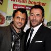 Willy Rovelli et Bernard Montiel - 2e édition du "Pot-au-feu des célébrités" au restaurant le Louchebem, organisée par les Fédérations des Artisans Bouchers d'Ile-de-France à Paris le 17 octobre 2013.