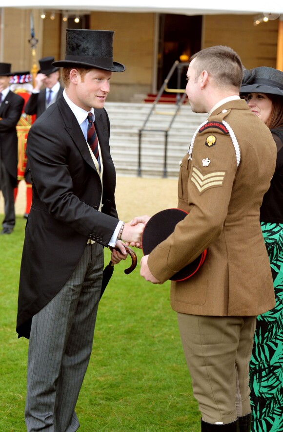 Le prince Harry. Deuxième garden party de l'année à Buckingham, le 28 mai 2014, en l'honneur de la Household Cavalry.
