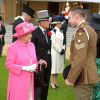 Elizabeth II, le duc d'Edimbourg, la princesse Anne. Deuxième garden party de l'année à Buckingham, le 28 mai 2014, en l'honneur de la Household Cavalry.