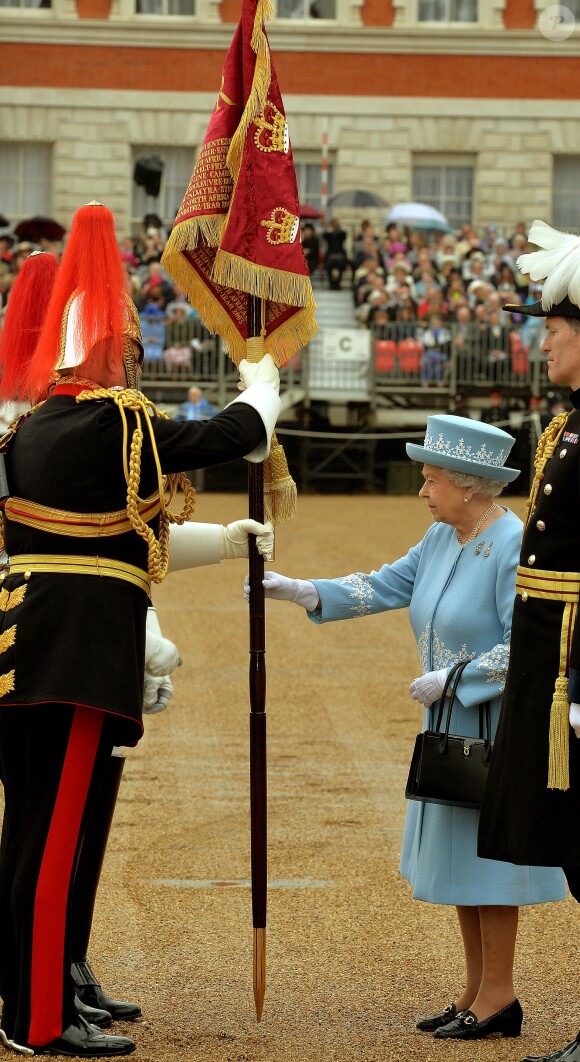 La reine Elizabeth II lors de la parade des Horse Guards, le 28 mai 2014, à Londres.