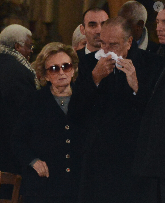 Les Chirac à l'enterrement de Maurice Ulrich, à Paris le 20 novembre 2012.