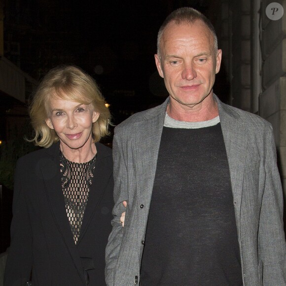 Le chanteur Sting et sa femme Trudie Styler ont passé la soirée chez Loulous à Mayfair à Londres. Le 31 mars 2014  Sting and Trudie Styler Leaving LouLous in Mayfair 31 march 2014.31/03/2014 - Londres
