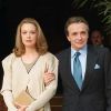 Michel Sardou avec ses enfants Davy et Cynthia lors de son mariage avec Anne-Marie Perier à Paris le 11 octobre 1999.