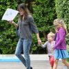 Exclusif - Jennifer Garner emmène ses enfants Seraphina et Samuel déjeuner à l'hôtel Bel-Air à Beverly Hills, le 7 juin 2014.