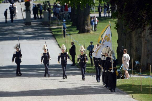 La garde royale était à l'oeuvre pour le baptême de la princesse Leonore de Suède, au palais Drottningholm à Stockholm, le 8 juin 2014.