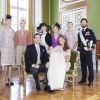 Photo officielle prise au palais le jour du baptême de la princesse Leonore de Suède, fille de la princesse Madeleine et de Christopher O'Neill, le 8 juin 2014 à Stockholm