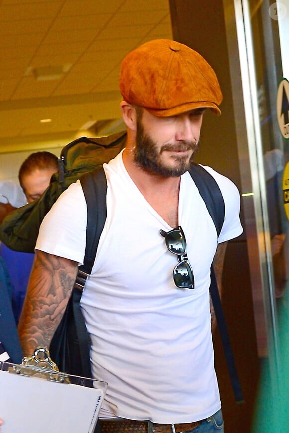 David Beckham arrive à l'aéroport de Miami le 6 juin 2014