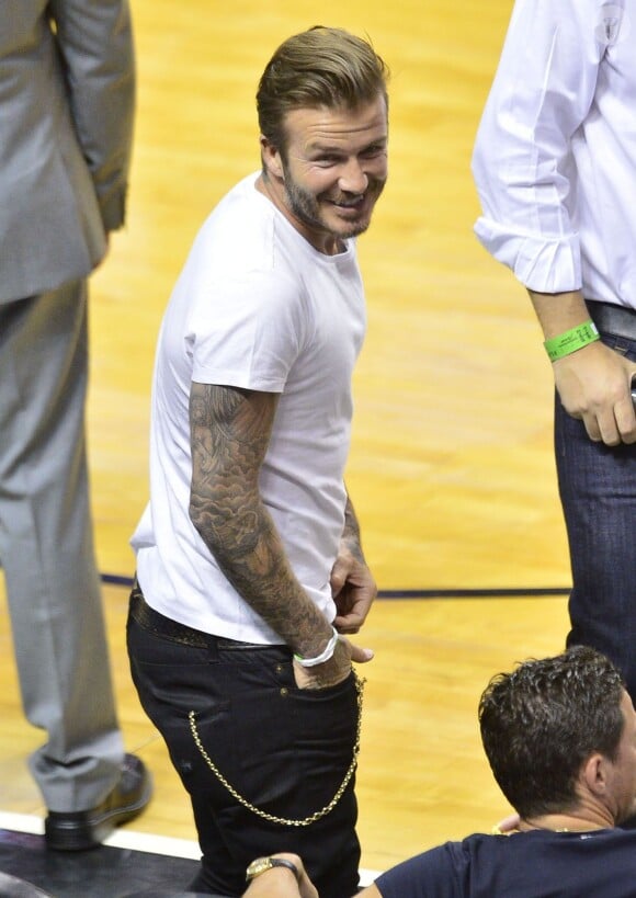 David Beckham lors d'un match du Heat de Miami face aux Nets de Brooklyn, le 6 mai 2014