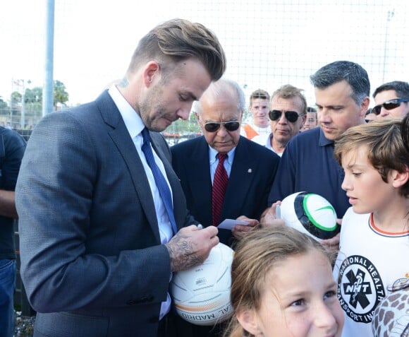 David Beckham lors de sa visite du Kendall Soccer Park de Miami, le 5 février 2014