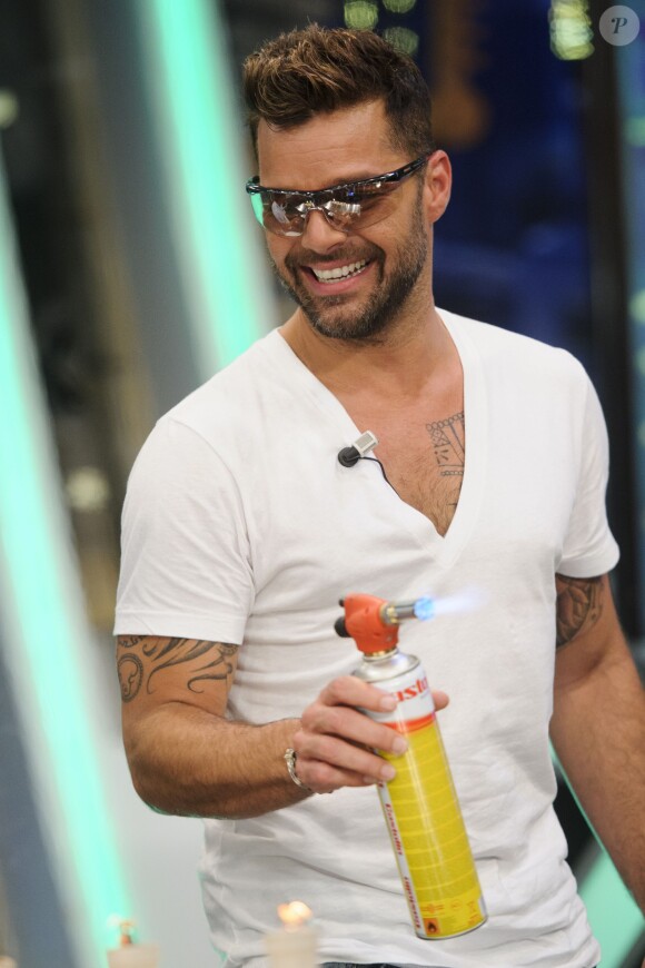 Ricky Martin participe à l'émission de télévision "El Hormiguero" à Madrid, le 9 juin 2014. 