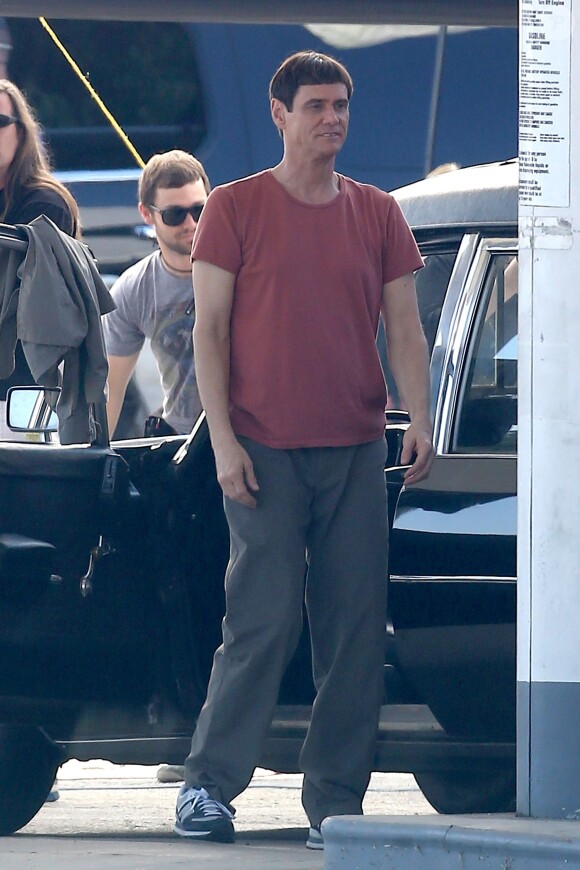 Jim Carrey et Jeff Daniels sur le tournage de Dumb and Dumber To à Atlanta, le 4 octobre 2013.