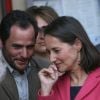 Ségolène Royal et son frère Antoine en visite en Champagne dans le cadre de sa campagne présidentielle, le 12 avril 2007.