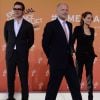William Hague accompagné de Brad Pitt et Angelina Jolie au End Sexual Violence in Conflict Summit, à Londres, le 12 juin 2014.