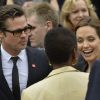 Angelina Jolie avec Brad Pitt et William Hague à Lancaster House, le 12 juin 2014.