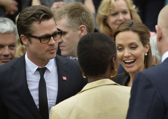 Angelina Jolie avec Brad Pitt et William Hague à Lancaster House, le 12 juin 2014.