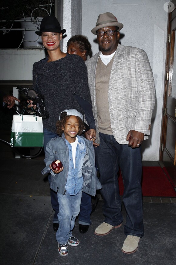 Bobby Brown, son épouse Alicia et leur fils Cassius (5 ans) à Los Angeles, le 6 mai 2014.