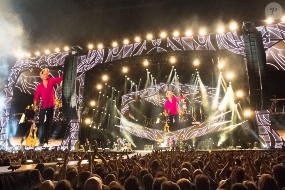 Les Rolling Stones en concert au Stade de France à Paris, à l'occasion de leur tournée "14 On Fire", le 13 juin 2014.