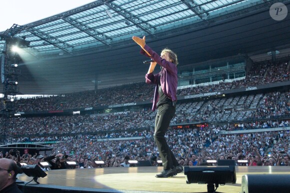 Les Rolling Stones en concert au Stade de France à Paris, à l'occasion de leur tournée "14 On Fire", le 13 juin 2014.