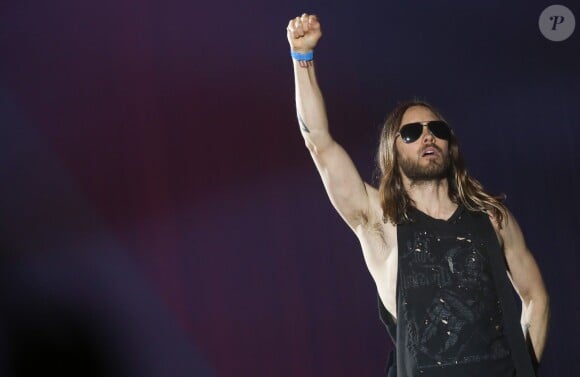 Jared Leto et son groupe 30 seconds to Mars en concert à Moscou, le 16 mars 2014.