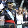 Le roi Felipe et la reine Letizia lors de la cérémonie d'investiture du nouveau roi à Madrid le 19 septembre 2014