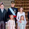 Le roi Felipe, la reine Letizia et leurs filles lors de la cérémonie d'investiture du nouveau roi à Madrid le 19 septembre 2014