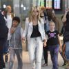 Heidi Klum et ses enfants Leni, Johan, Henry et Lou arrivent à l'aéroport JFK, à New York. Le 13 juin 2014.